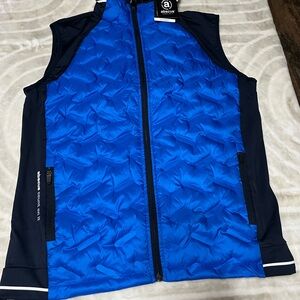 Abacus Grove Hybrid Vest Golf Quilted Full Zip Blue Black Men Size Medium